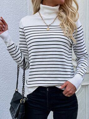French Connection Striped Turtleneck Sweater L